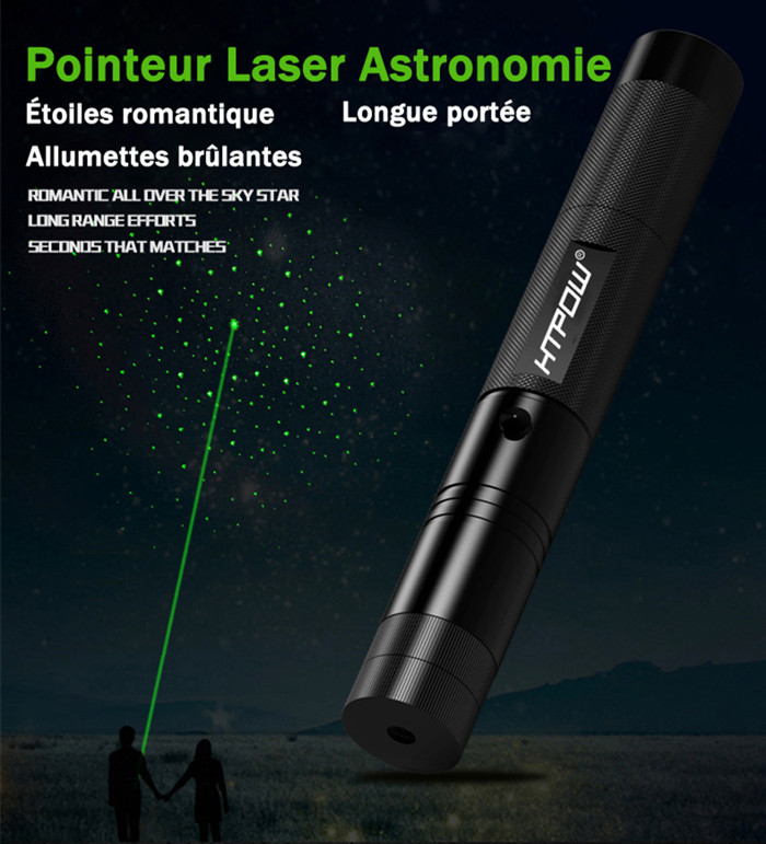 Pointeur laser haute puissance Faisceau vert à distance, lampe de