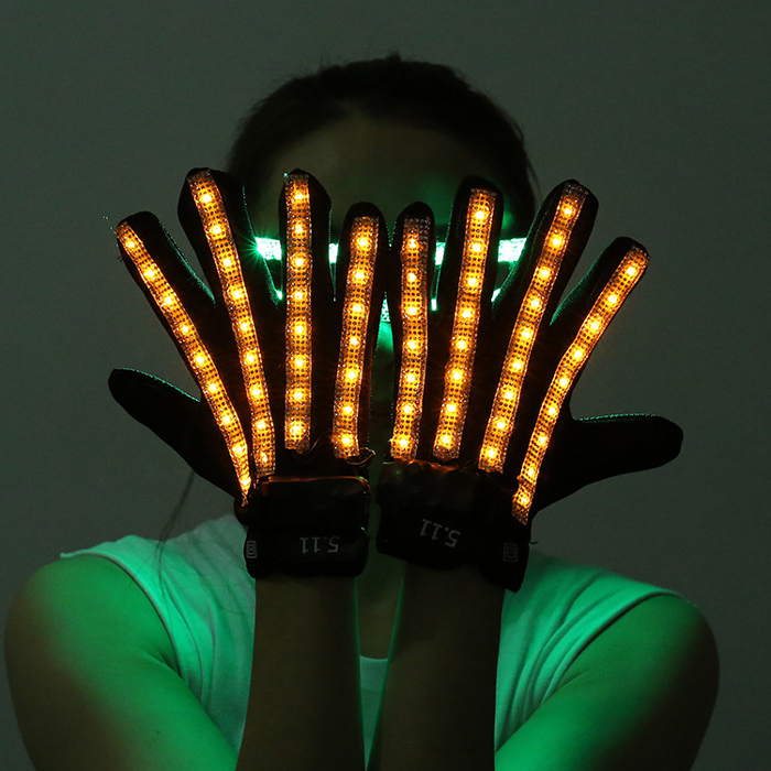 Gants LED vert