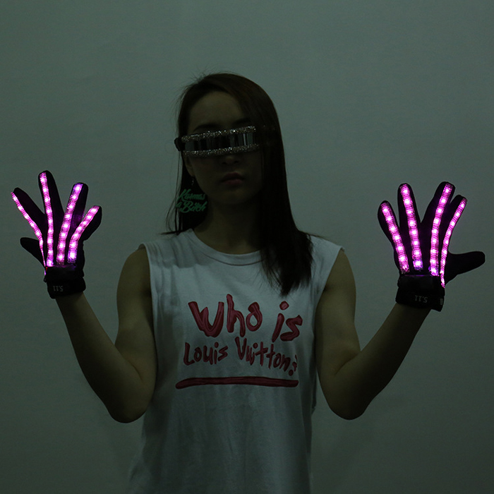 Gants LED violet